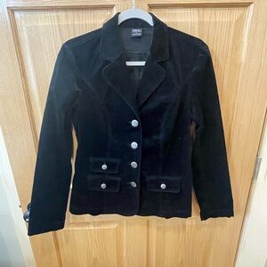 Tribal Black Velvet Blazer with Silver Buttons